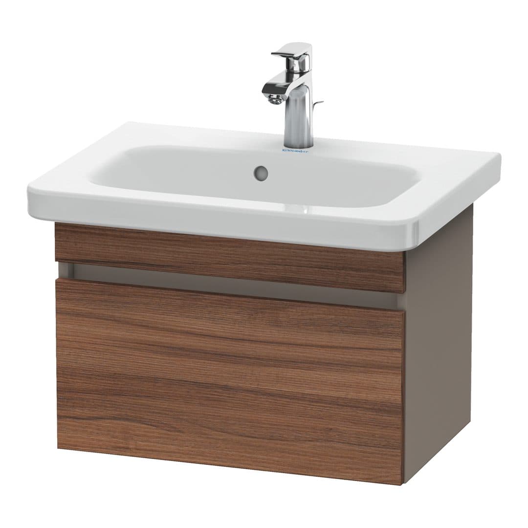 Duravit DuraStyle – Έπιπλο Νιπτήρα – 580 mm, 1 συρτάρι, νιπτήρας κέντρο, σώμα Basalte Matt, Compact – Walnut Matt, Decor (DS637907943)