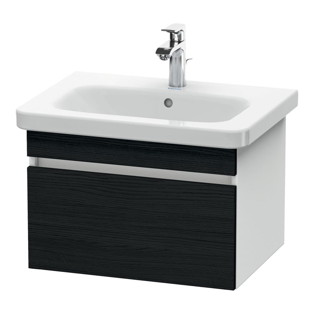 Duravit DuraStyle – Έπιπλο Νιπτήρα – 580 mm, 1 συρτάρι, νιπτήρας κέντρο, σώμα White Matt – Black oak Matt, Decor (DS638001618)