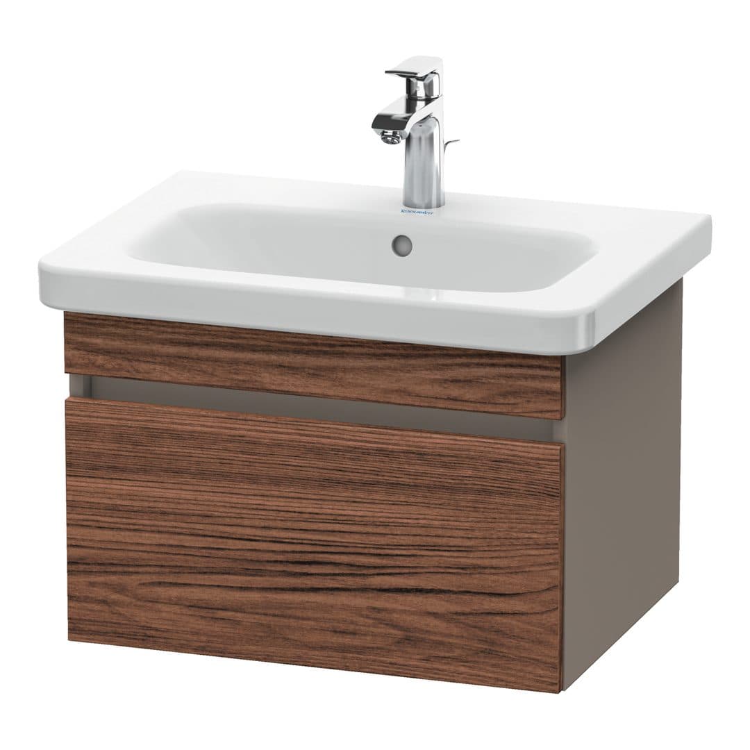 Duravit DuraStyle – Έπιπλο Νιπτήρα – 580 mm, 1 συρτάρι, νιπτήρας κέντρο, σώμα Basalte Matt – Walnut dark Matt, Decor (DS638002143)