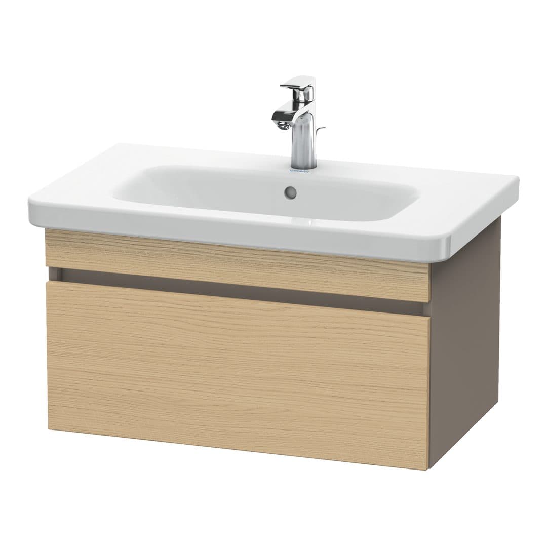 Duravit DuraStyle – Έπιπλο Νιπτήρα – 730 mm, 1 συρτάρι, νιπτήρας κέντρο, σώμα Basalte Matt – Natural oak, Decor (DS638103043)