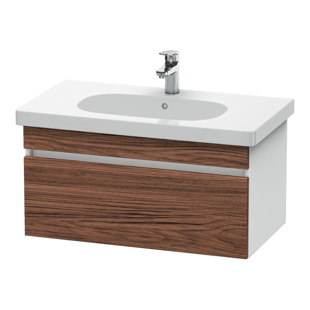 Duravit DuraStyle – Έπιπλο Νιπτήρα – 800 mm, 1 συρτάρι, νιπτήρας κέντρο, σώμα White Matt – Walnut dark Matt, Decor (DS638402118)