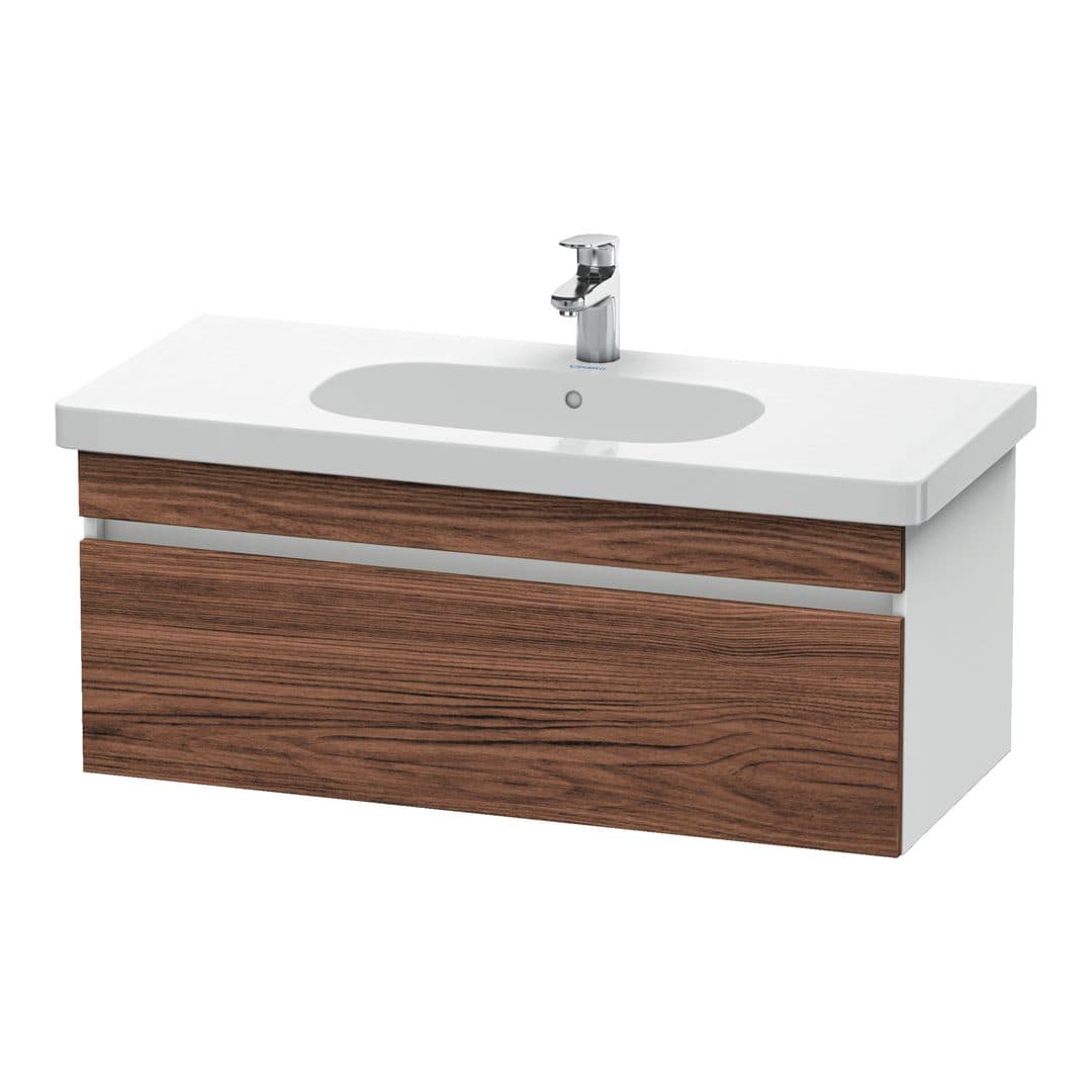 Duravit DuraStyle – Έπιπλο Νιπτήρα – 1000 mm, 1 συρτάρι, νιπτήρας κέντρο, σώμα White Matt – Walnut dark Matt, Decor (DS638502118)