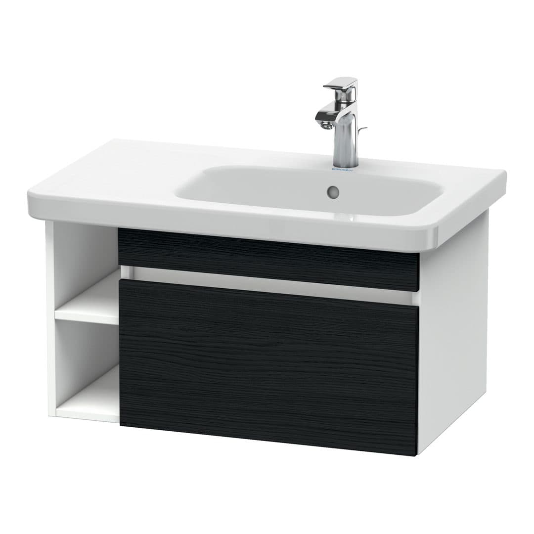 Duravit DuraStyle – Έπιπλο Νιπτήρα – 730 mm, 1 συρτάρι, νιπτήρας δεξιά, σώμα White Matt – Black oak Matt, Decor (DS639301618)