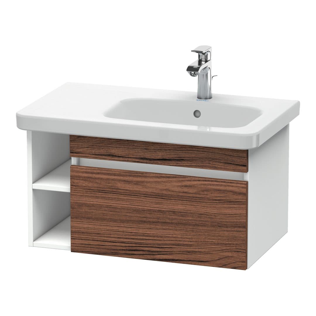 Duravit DuraStyle – Έπιπλο Νιπτήρα – 730 mm, 1 συρτάρι, νιπτήρας δεξιά, σώμα White Matt – Walnut dark Matt, Decor (DS639302118)