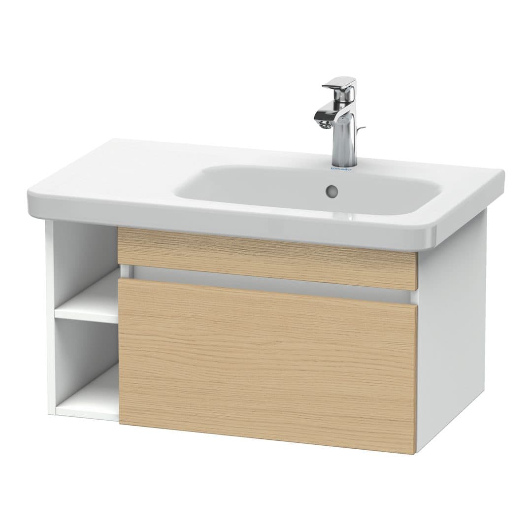 Duravit DuraStyle – Έπιπλο Νιπτήρα – 730 mm, 1 συρτάρι, νιπτήρας δεξιά, σώμα White Matt – Natural oak, Decor (DS639303018)