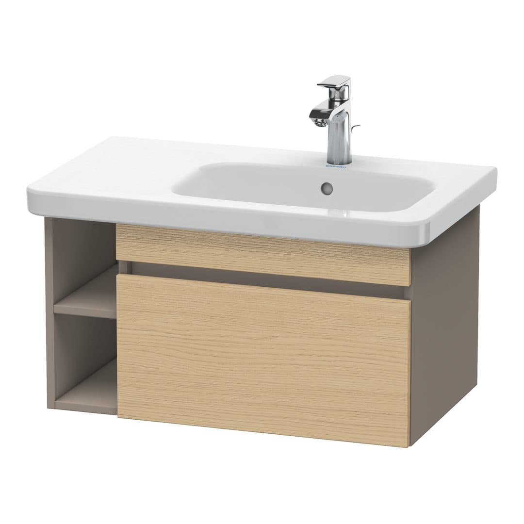 Duravit DuraStyle – Έπιπλο Νιπτήρα – 730 mm, 1 συρτάρι, νιπτήρας δεξιά, σώμα Basalte Matt – Natural oak, Decor (DS639303043)
