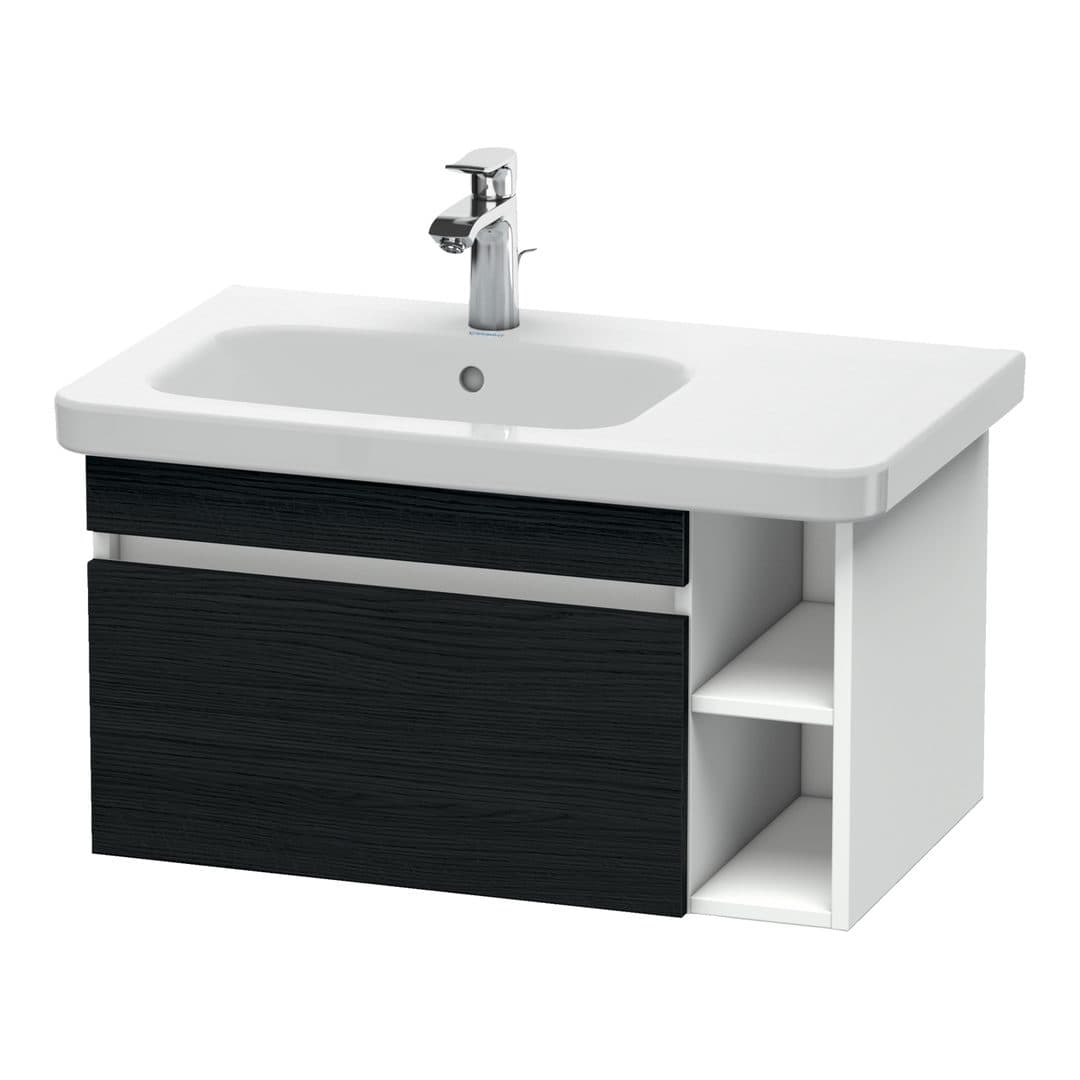 Duravit DuraStyle – Έπιπλο Νιπτήρα – 730 mm, 1 συρτάρι, νιπτήρας αριστερά, σώμα White Matt – Black oak Matt, Decor (DS639401618)