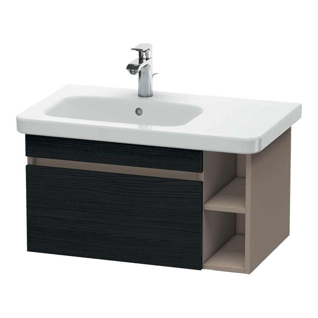 Duravit DuraStyle – Έπιπλο Νιπτήρα – 730 mm, 1 συρτάρι, νιπτήρας αριστερά, σώμα Basalte Matt – Black oak Matt, Decor (DS639401643)