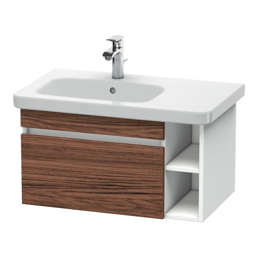 Duravit DuraStyle – Έπιπλο Νιπτήρα – 730 mm, 1 συρτάρι, νιπτήρας αριστερά, σώμα White Matt – Walnut dark Matt, Decor (DS639402118)