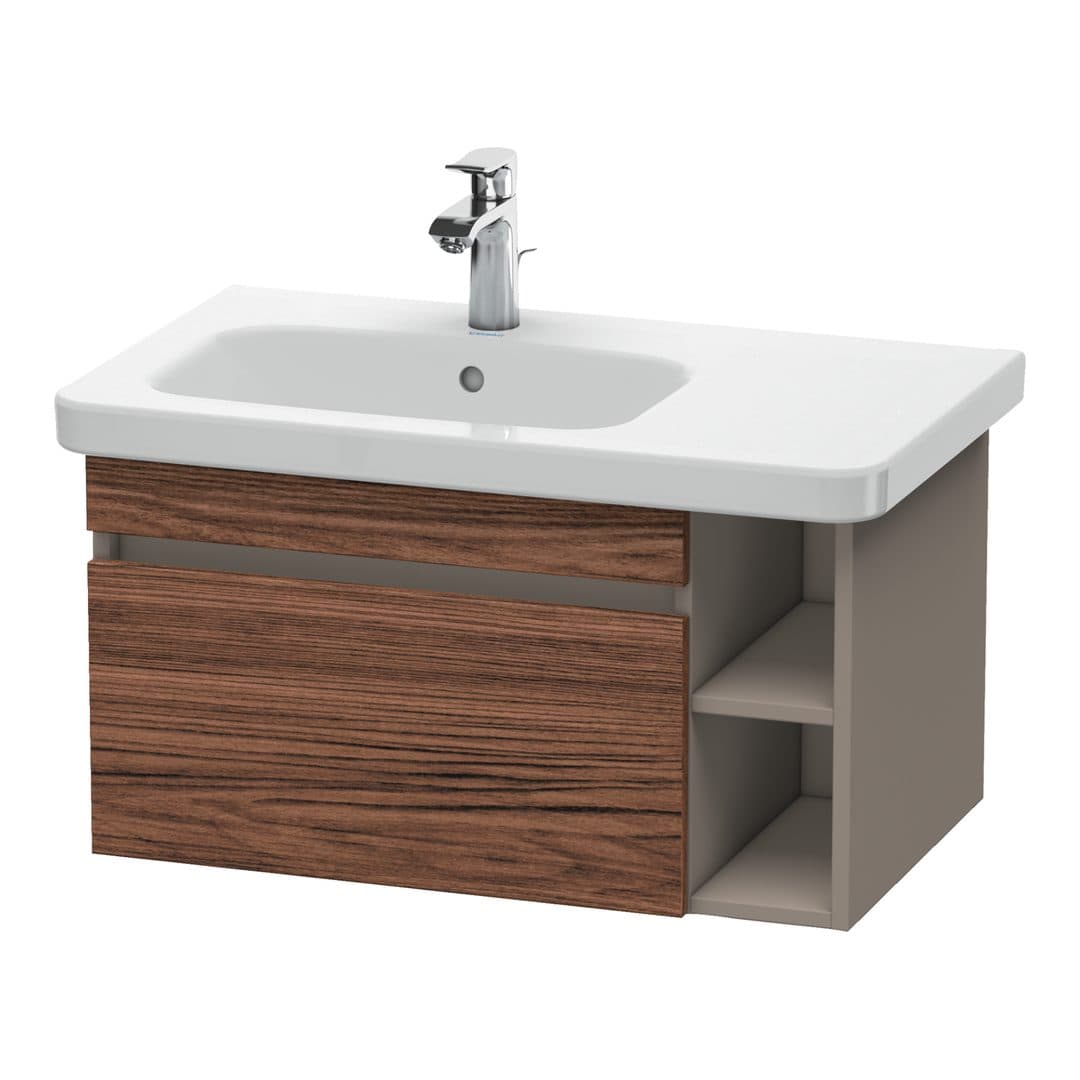 Duravit DuraStyle – Έπιπλο Νιπτήρα – 730 mm, 1 συρτάρι, νιπτήρας αριστερά, σώμα Basalte Matt – Walnut dark Matt, Decor (DS639402143)