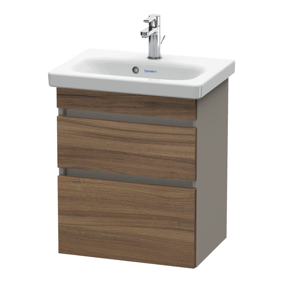 Duravit DuraStyle – Έπιπλο Νιπτήρα – 500 mm, 2 συρτάρια, νιπτήρας κέντρο, σώμα Basalte Matt, Compact – Walnut Matt, Decor (DS640307943)