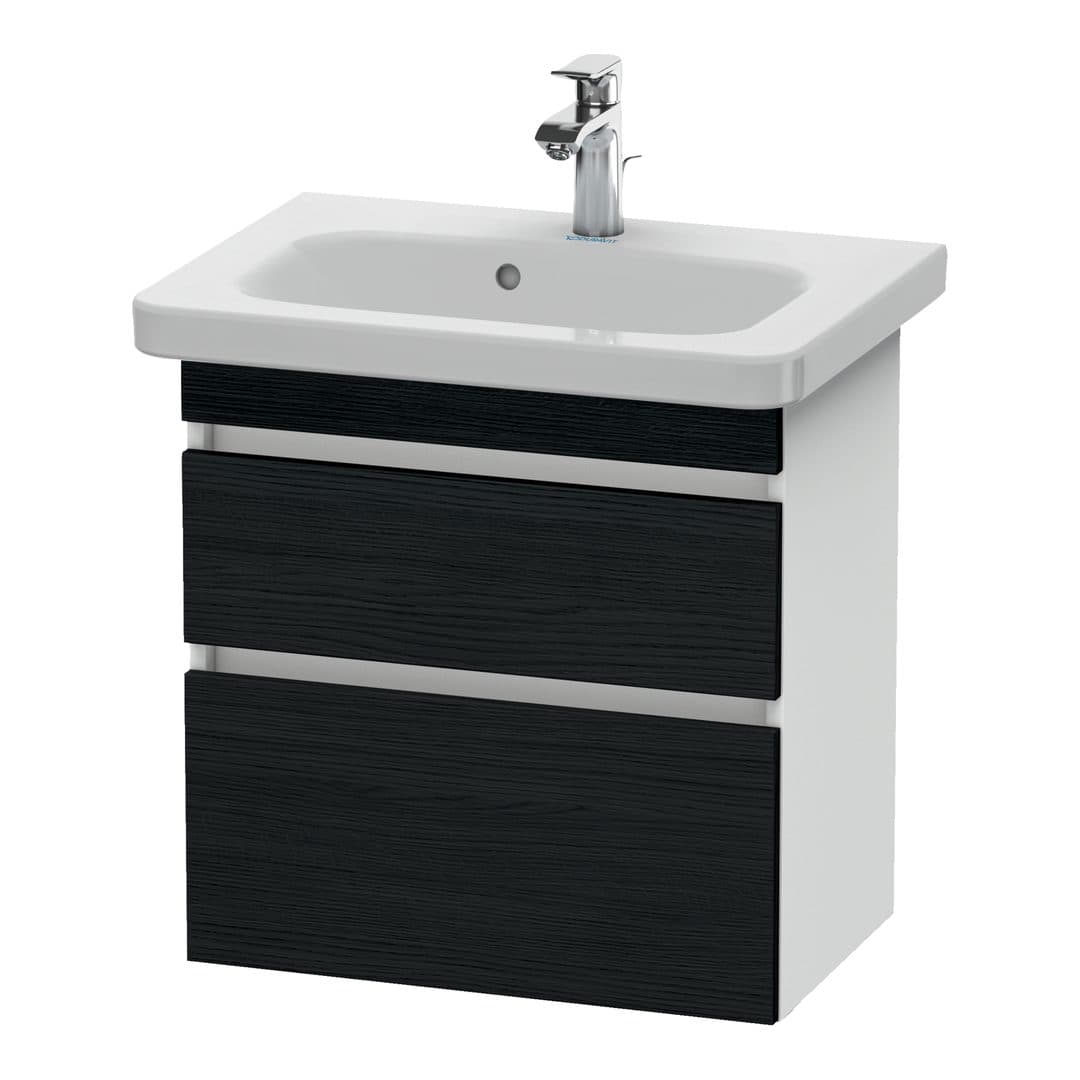 Duravit DuraStyle – Έπιπλο Νιπτήρα – 580 mm, 2 συρτάρια, νιπτήρας κέντρο, σώμα White Matt, Compact – Black oak Matt, Decor (DS647901618)