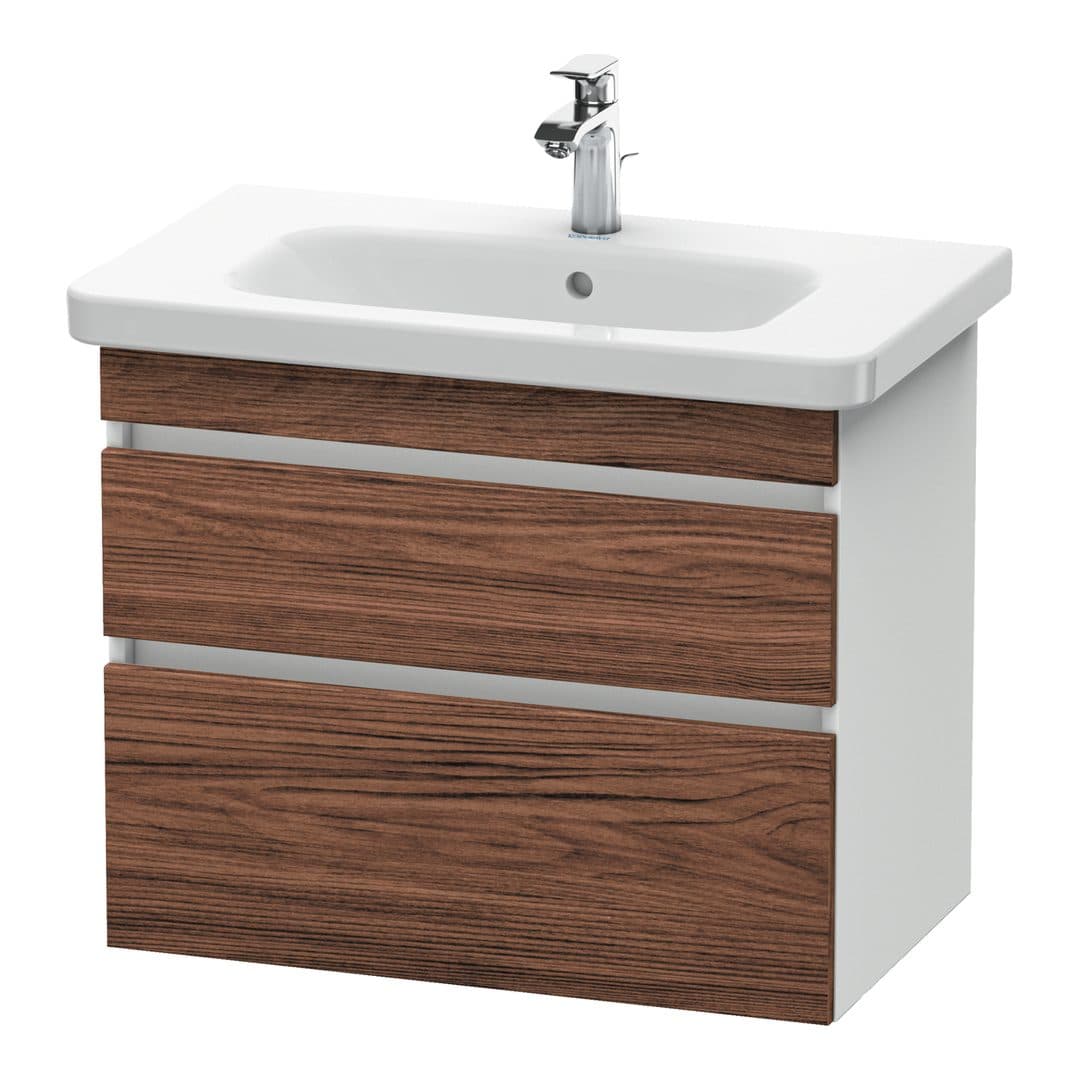 Duravit DuraStyle – Έπιπλο Νιπτήρα – 730 mm, 2 συρτάρια, νιπτήρας κέντρο, σώμα White Matt – Walnut dark Matt, Decor (DS648102118)