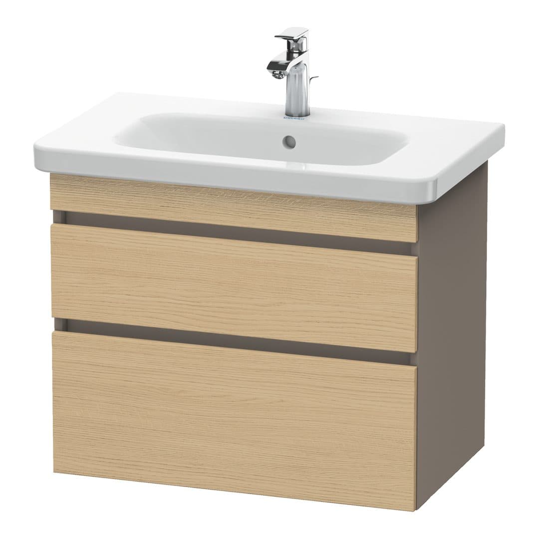 Duravit DuraStyle – Έπιπλο Νιπτήρα – 730 mm, 2 συρτάρια, νιπτήρας κέντρο, σώμα Basalte Matt – Natural oak, Decor (DS648103043)