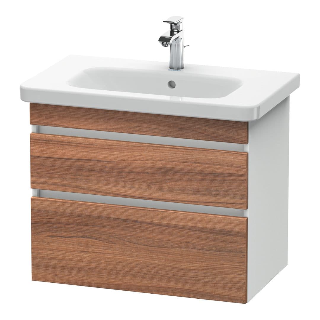 Duravit DuraStyle – Έπιπλο Νιπτήρα – 730 mm, 2 συρτάρια, νιπτήρας κέντρο, σώμα White Matt – Walnut Matt, Decor (DS648107918)