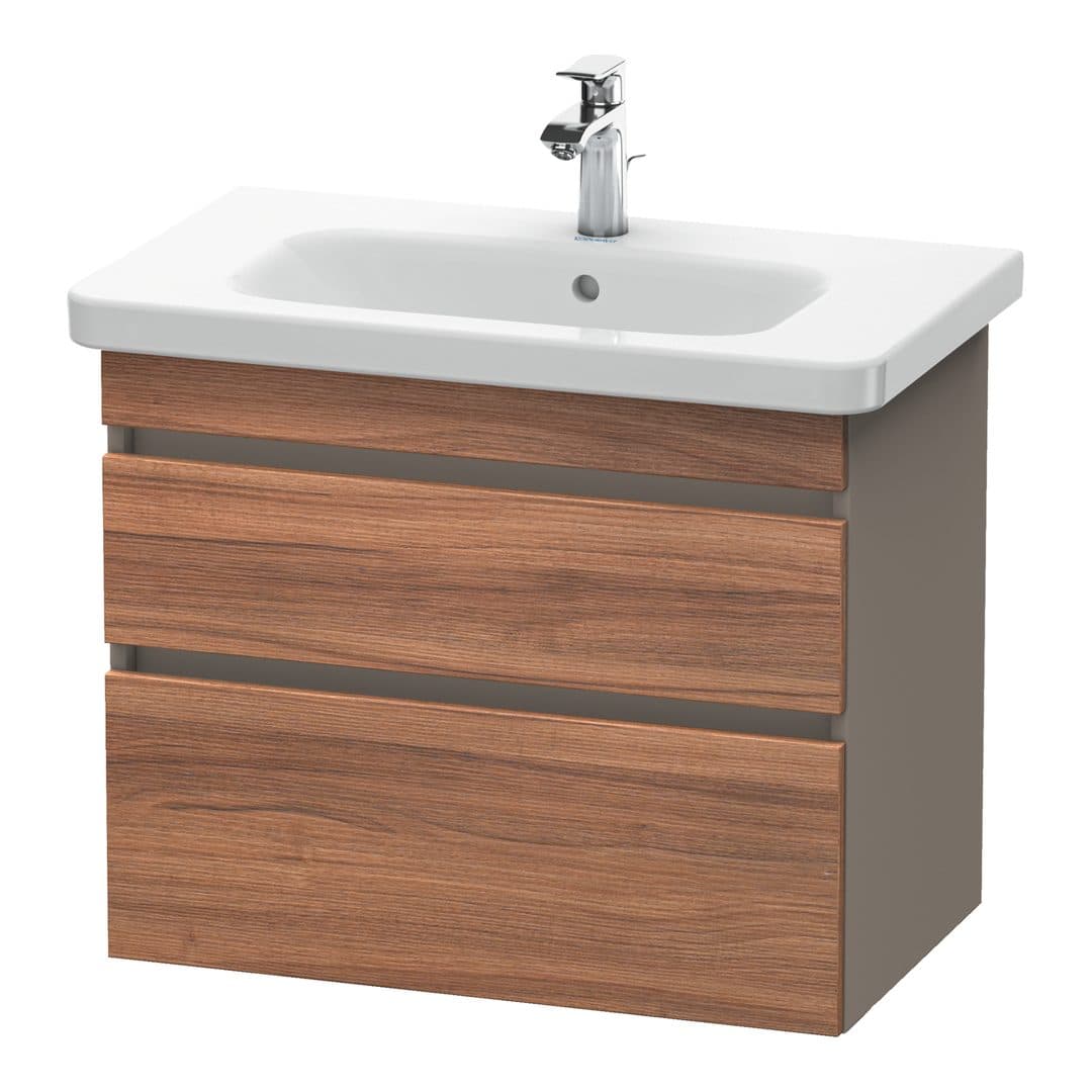 Duravit DuraStyle – Έπιπλο Νιπτήρα – 730 mm, 2 συρτάρια, νιπτήρας κέντρο, σώμα Basalte Matt – Walnut Matt, Decor (DS648107943)