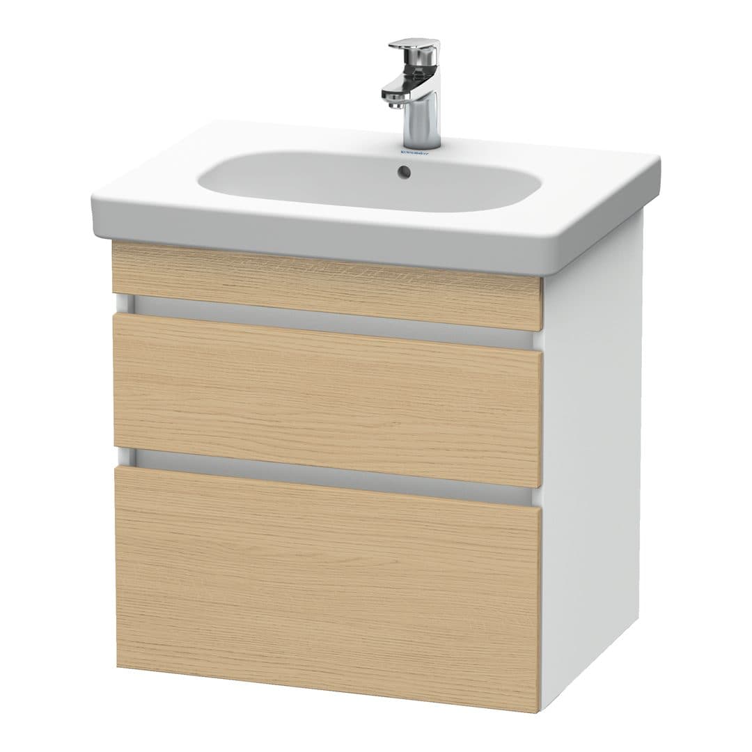 Duravit DuraStyle – Έπιπλο Νιπτήρα – 600 mm, 2 συρτάρια, νιπτήρας κέντρο, σώμα White Matt – Natural oak, Decor (DS648303018)