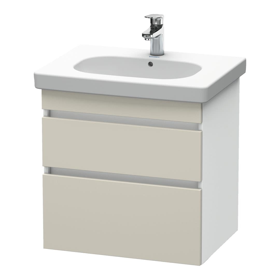 Duravit DuraStyle – Έπιπλο Νιπτήρα – 600 mm, 2 συρτάρια, νιπτήρας κέντρο, σώμα White Matt – Taupe Matt, Decor (DS648309118)