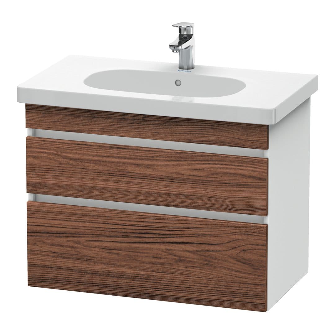 Duravit DuraStyle – Έπιπλο Νιπτήρα – 800 mm, 2 συρτάρια, νιπτήρας κέντρο, σώμα White Matt – Walnut dark Matt, Decor (DS648402118)