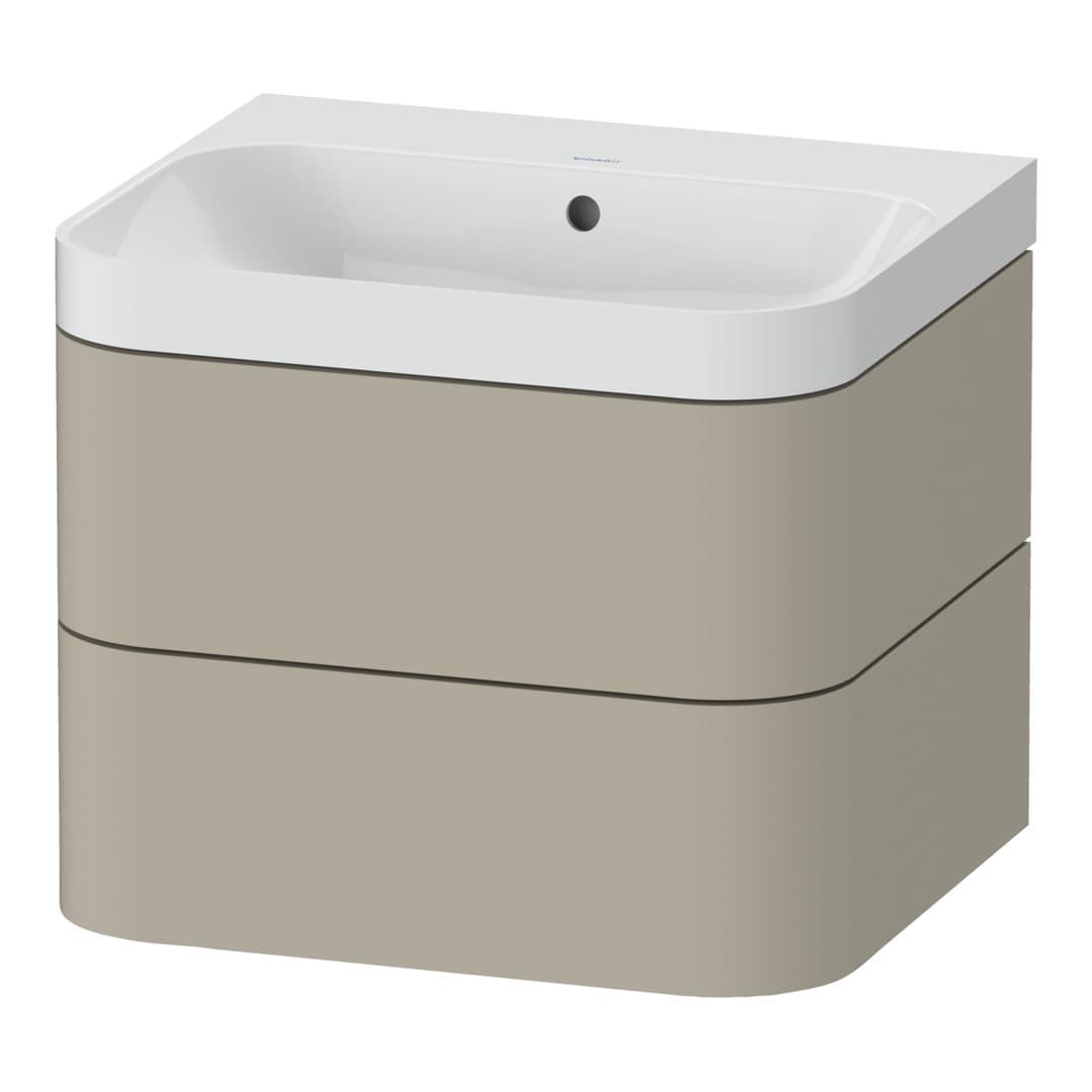 Duravit Happy D.2 – Έπιπλο Νιπτήρα – 575 mm, με νιπτήρα, 2 συρτάρια, νιπτήρας κέντρο, έκδοση N, μοντέλο HP4345 – Taupe Satin Matt, Lacquer (HP4345N6060)