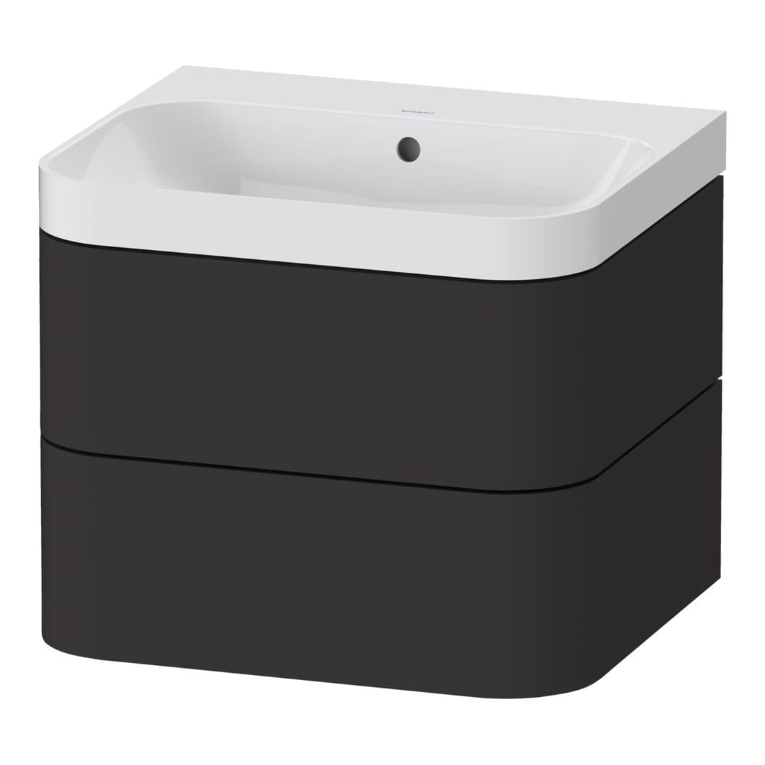 Duravit Happy D.2 – Έπιπλο Νιπτήρα – 575 mm, με νιπτήρα, 2 συρτάρια, νιπτήρας κέντρο, έκδοση N, μοντέλο HP4345 – Graphite Super Matt, Decor (HP4345N8080)