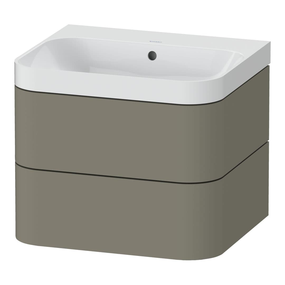 Duravit Happy D.2 – Έπιπλο Νιπτήρα – 575 mm, με νιπτήρα, 2 συρτάρια, νιπτήρας κέντρο, έκδοση N, μοντέλο HP4345 – Stone grey Satin Matt, Lacquer (HP4345N9292)