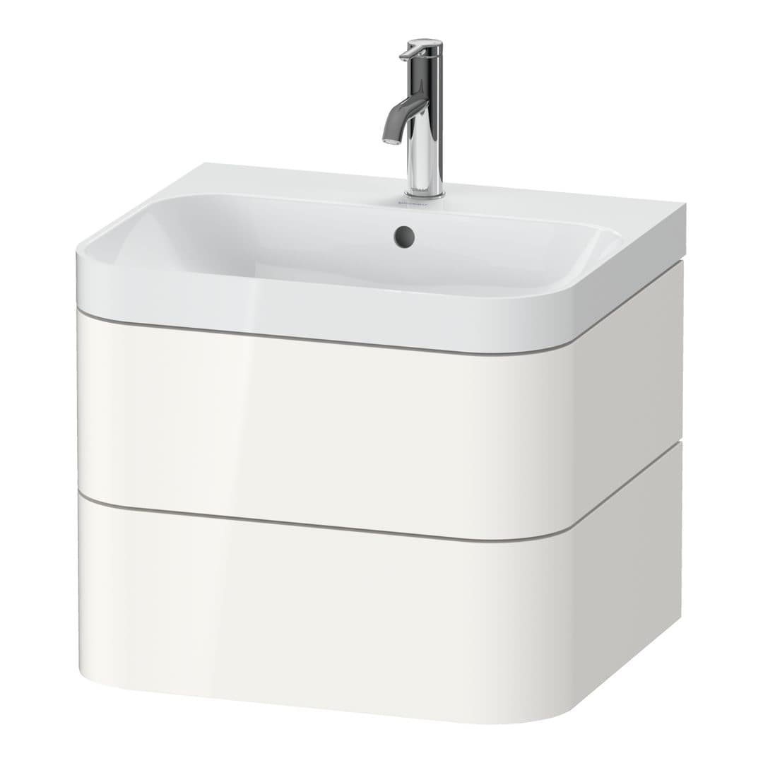 Duravit Happy D.2 – Έπιπλο Νιπτήρα – 575 mm, με νιπτήρα, 2 συρτάρια, νιπτήρας κέντρο, έκδοση O, μοντέλο HP4345 – White High Gloss, Decor (HP4345O2222)