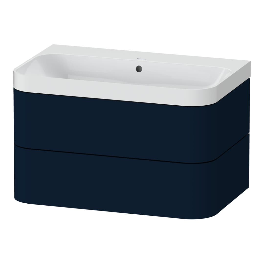 Duravit Happy D.2 – Έπιπλο Νιπτήρα – 775 mm, με νιπτήρα, 2 συρτάρια, νιπτήρας κέντρο, έκδοση N, μοντέλο HP4347 – Night blue Satin Matt, Lacquer (HP4347N9898)