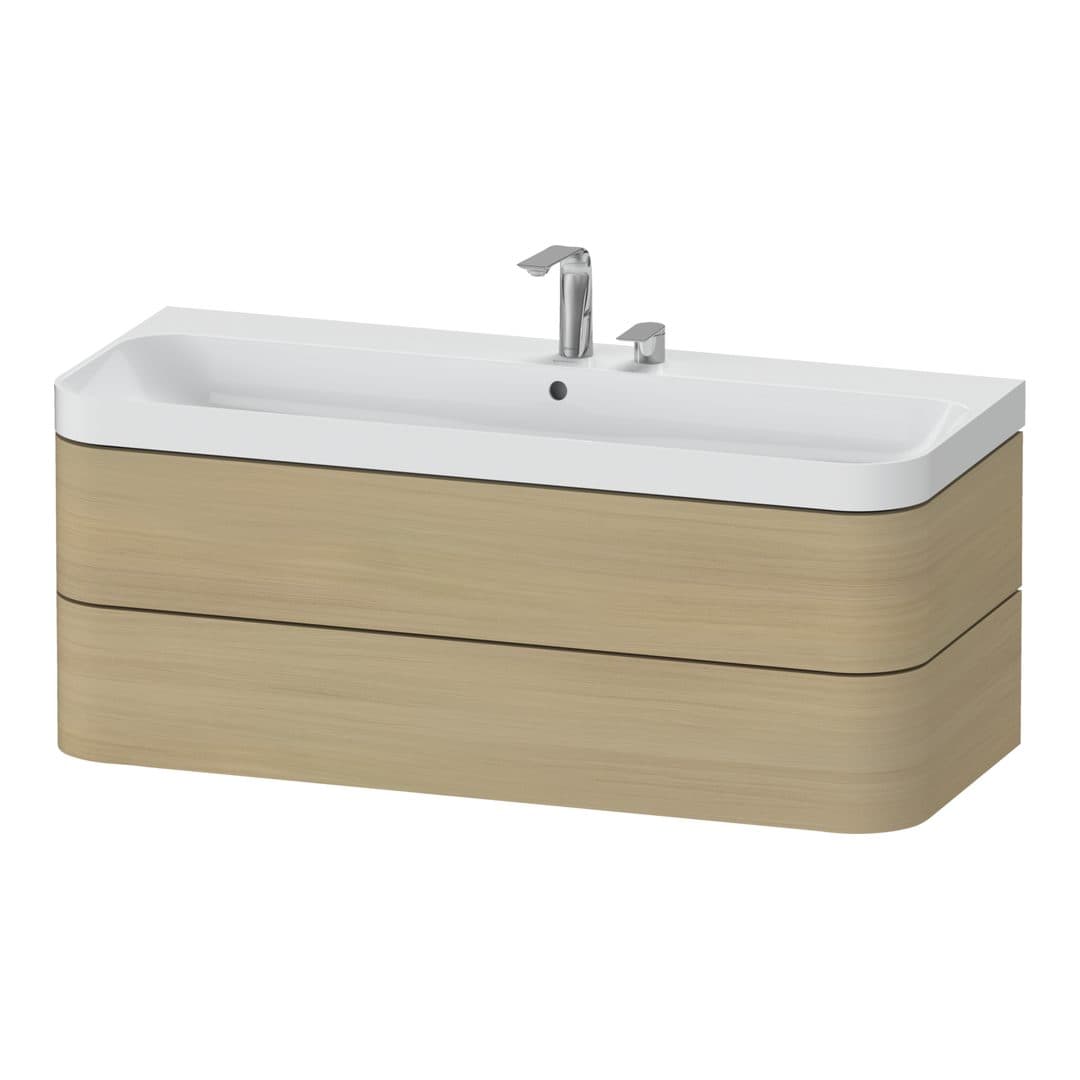Duravit Happy D.2 – Έπιπλο Νιπτήρα – 1175 mm, με νιπτήρα, 2 συρτάρια, νιπτήρας κέντρο, έκδοση E, μοντέλο HP4349 – Mediterranean oak Matt, Real wood veneer (HP4349E71710000)