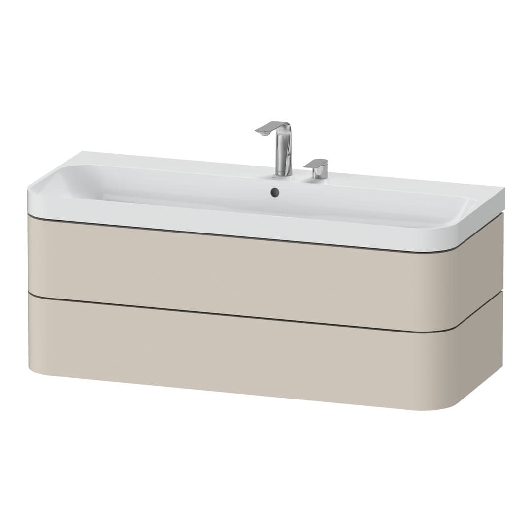 Duravit Happy D.2 – Έπιπλο Νιπτήρα – 1175 mm, με νιπτήρα, 2 συρτάρια, έκδοση E, μοντέλο HP4349 – Taupe Super Matt, Decor (HP4349E83830000)