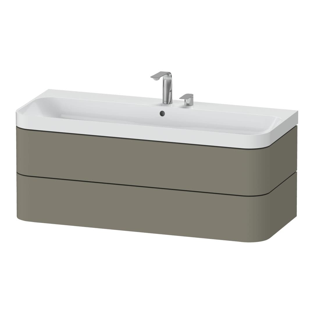 Duravit Happy D.2 – Έπιπλο Νιπτήρα – 1175 mm, με νιπτήρα, 2 συρτάρια, νιπτήρας κέντρο, έκδοση E, μοντέλο HP4349 – Stone grey Satin Matt, Lacquer (HP4349E92920000)