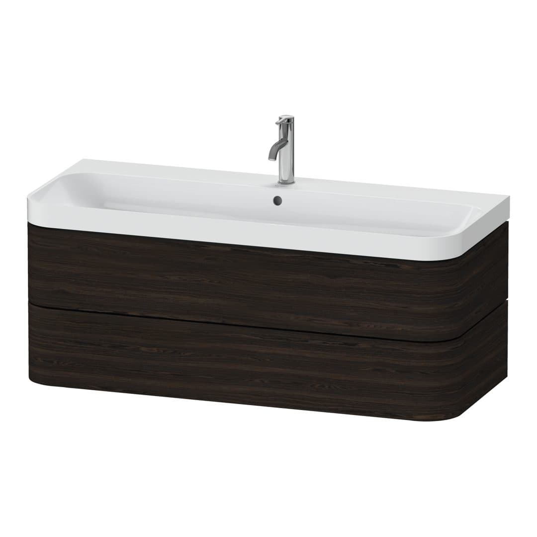 Duravit Happy D.2 – Έπιπλο Νιπτήρα – 1175 mm, με νιπτήρα, 2 συρτάρια, νιπτήρας κέντρο, έκδοση O, μοντέλο HP4349 – Brushed walnut Matt, Real wood veneer (HP4349O69690000)