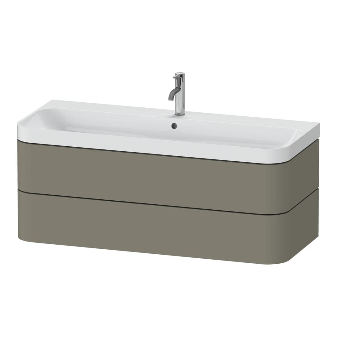 Duravit Happy D.2 – Έπιπλο Νιπτήρα – 1175 mm, με νιπτήρα, 2 συρτάρια, νιπτήρας κέντρο, έκδοση O, μοντέλο HP4349 – Stone grey Satin Matt, Lacquer (HP4349O92920000)