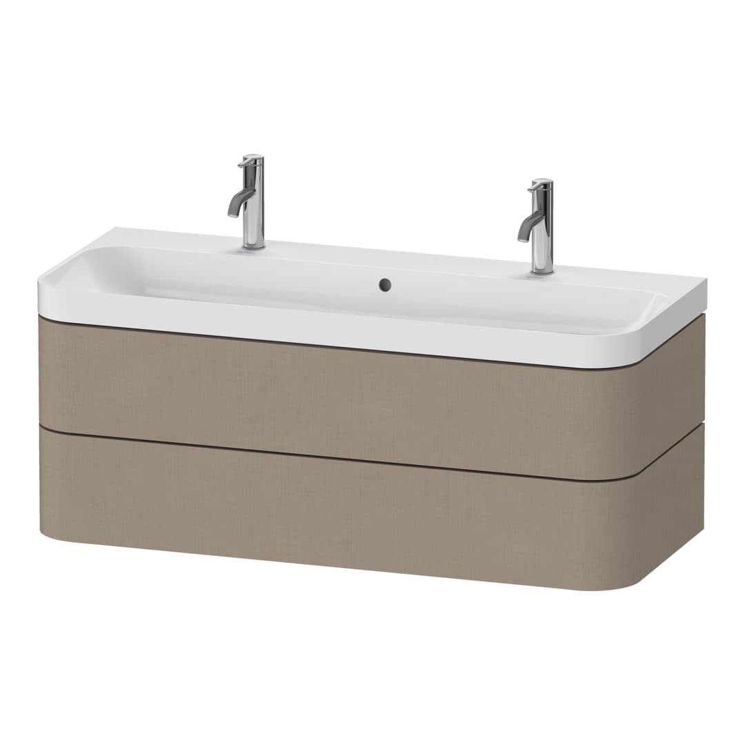 Duravit Happy D.2 – Έπιπλο Νιπτήρα – 1175 mm, με νιπτήρα, 2 συρτάρια, νιπτήρας κέντρο, έκδοση O, μοντέλο HP4379 – Linen Matt, Decor (HP4379O75750000)