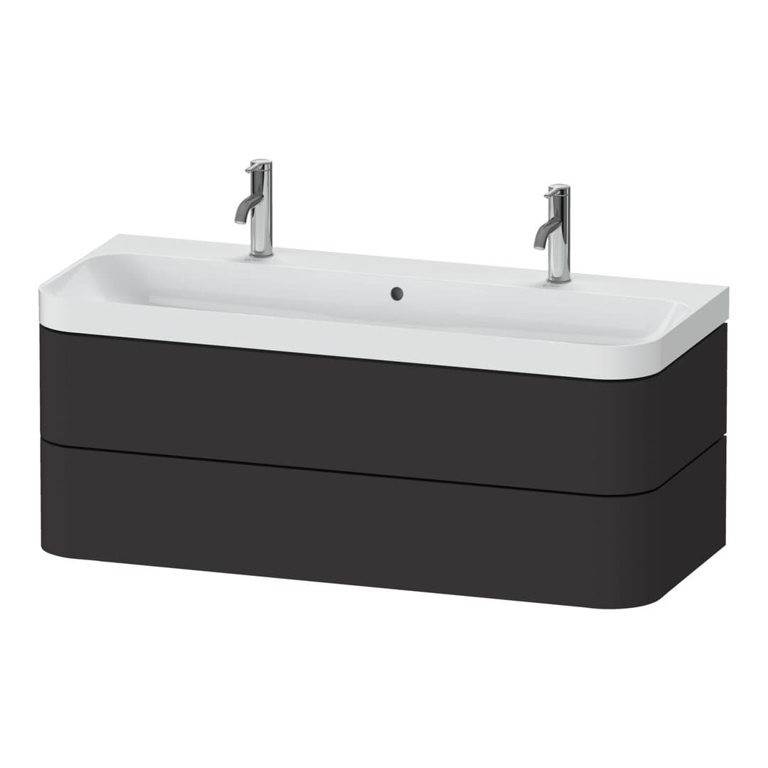 Duravit Happy D.2 – Έπιπλο Νιπτήρα – 1175 mm, με νιπτήρα, 2 συρτάρια, νιπτήρας κέντρο, έκδοση O, μοντέλο HP4379 – Graphite Super Matt, Decor (HP4379O80800000)
