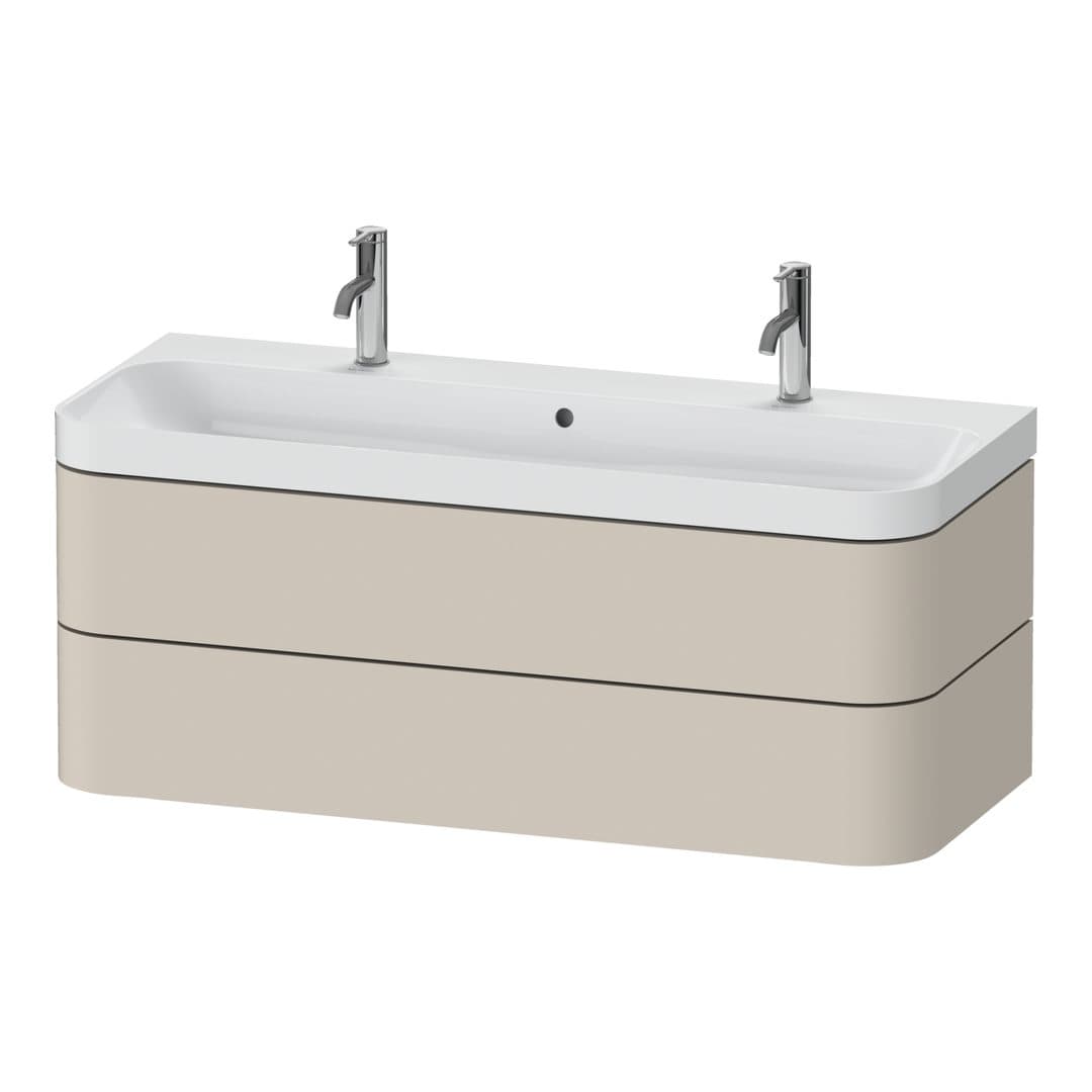 Duravit Happy D.2 – Έπιπλο Νιπτήρα – 1175 mm, με νιπτήρα, 2 συρτάρια, έκδοση O, μοντέλο HP4379 – Taupe Super Matt, Decor (HP4379O83830000)