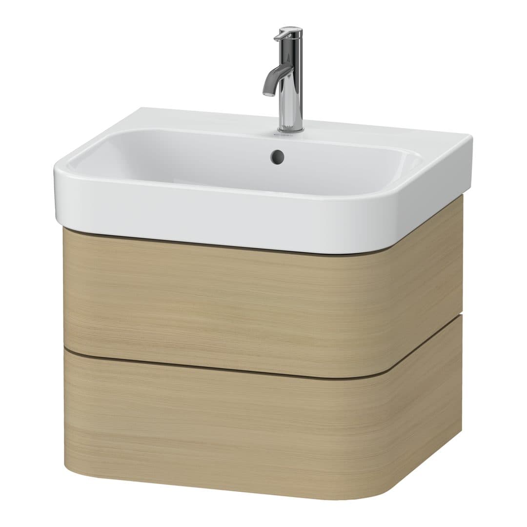 Duravit Happy D.2 – Έπιπλο Νιπτήρα – 575 mm, 2 συρτάρια, νιπτήρας κέντρο – Mediterranean oak Matt, Real wood veneer (HP4385071710000)