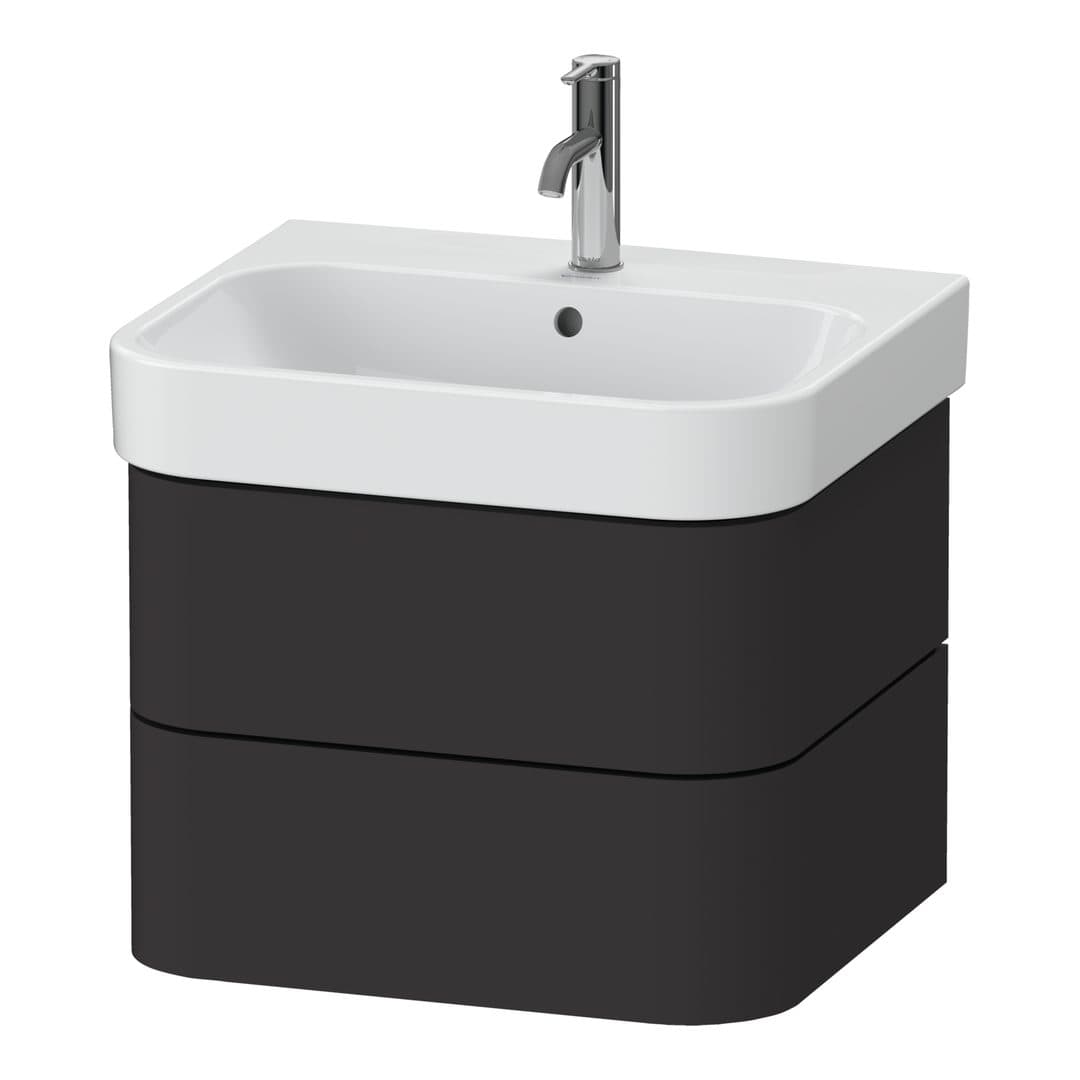 Duravit Happy D.2 – Έπιπλο Νιπτήρα – 575 mm, 2 συρτάρια, νιπτήρας κέντρο – Graphite Super Matt, Decor (HP4385080800000)