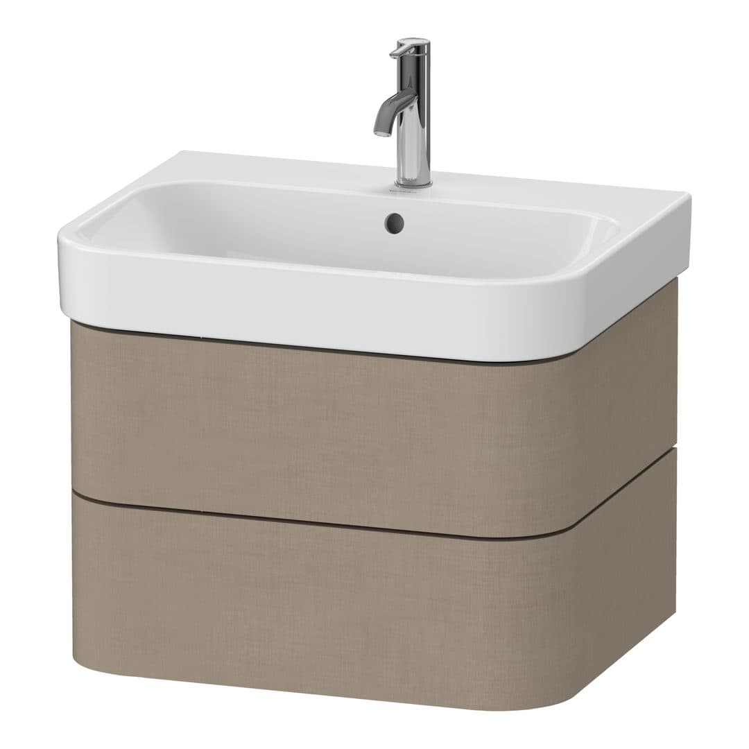 Duravit Happy D.2 – Έπιπλο Νιπτήρα – 625 mm, 2 συρτάρια, νιπτήρας κέντρο – Linen Matt, Decor (HP4386075750000)