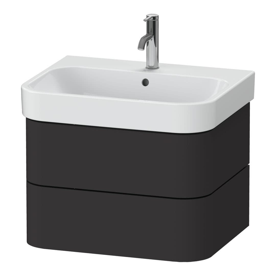 Duravit Happy D.2 – Έπιπλο Νιπτήρα – 625 mm, 2 συρτάρια, νιπτήρας κέντρο – Graphite Super Matt, Decor (HP4386080800000)