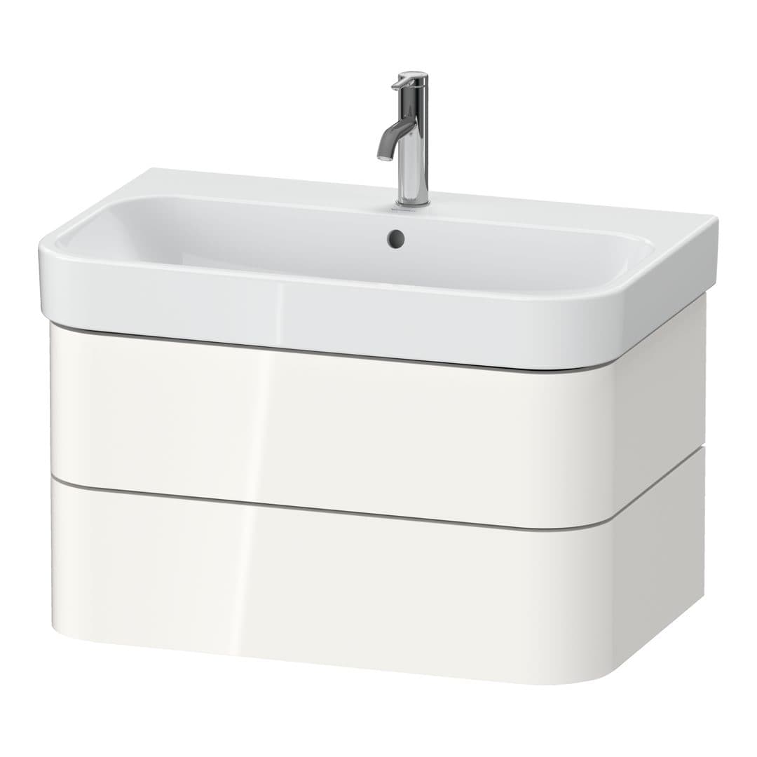 Duravit Happy D.2 – Έπιπλο Νιπτήρα – 775 mm, 2 συρτάρια, νιπτήρας κέντρο – White High Gloss, Decor (HP4387022220000)