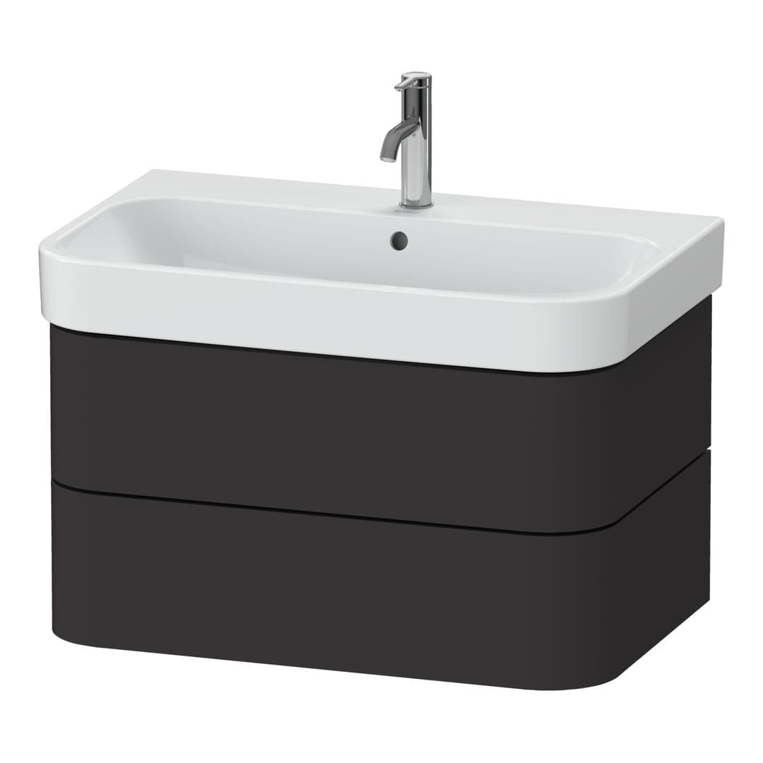 Duravit Happy D.2 – Έπιπλο Νιπτήρα – 775 mm, 2 συρτάρια, νιπτήρας κέντρο – Graphite Super Matt, Decor (HP4387080800000)