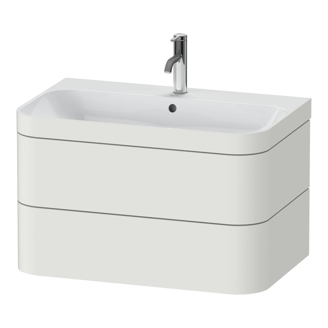 Duravit Happy D.2 – Έπιπλο Νιπτήρα – 775 mm, με νιπτήρα, 2 συρτάρια, νιπτήρας κέντρο, έκδοση O, μοντέλο HP4637 – Nordic white Satin Matt, Lacquer (HP4637O3939)