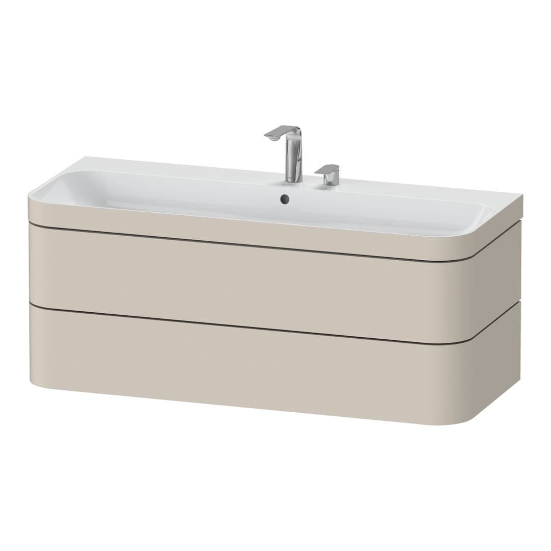 Duravit Happy D.2 – Έπιπλο Νιπτήρα – 1175 mm, με νιπτήρα, 2 συρτάρια, έκδοση E, μοντέλο HP4639 – Taupe Super Matt, Decor (HP4639E83830000)