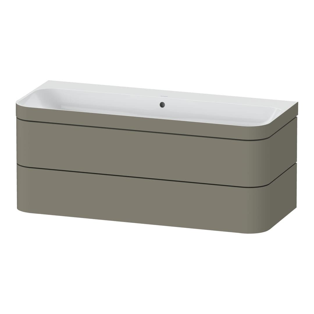 Duravit Happy D.2 – Έπιπλο Νιπτήρα – 1175 mm, με νιπτήρα, 2 συρτάρια, νιπτήρας κέντρο, έκδοση N, μοντέλο HP4639 – Stone grey Satin Matt, Lacquer (HP4639N92920000)