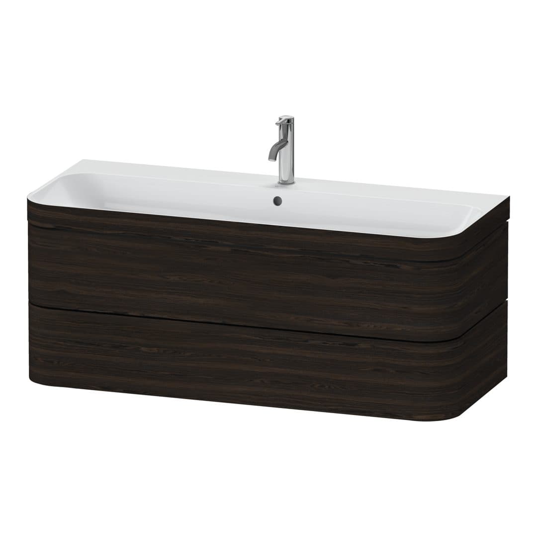 Duravit Happy D.2 – Έπιπλο Νιπτήρα – 1175 mm, με νιπτήρα, 2 συρτάρια, νιπτήρας κέντρο, έκδοση O, μοντέλο HP4639 – Brushed walnut Matt, Real wood veneer (HP4639O69690000)