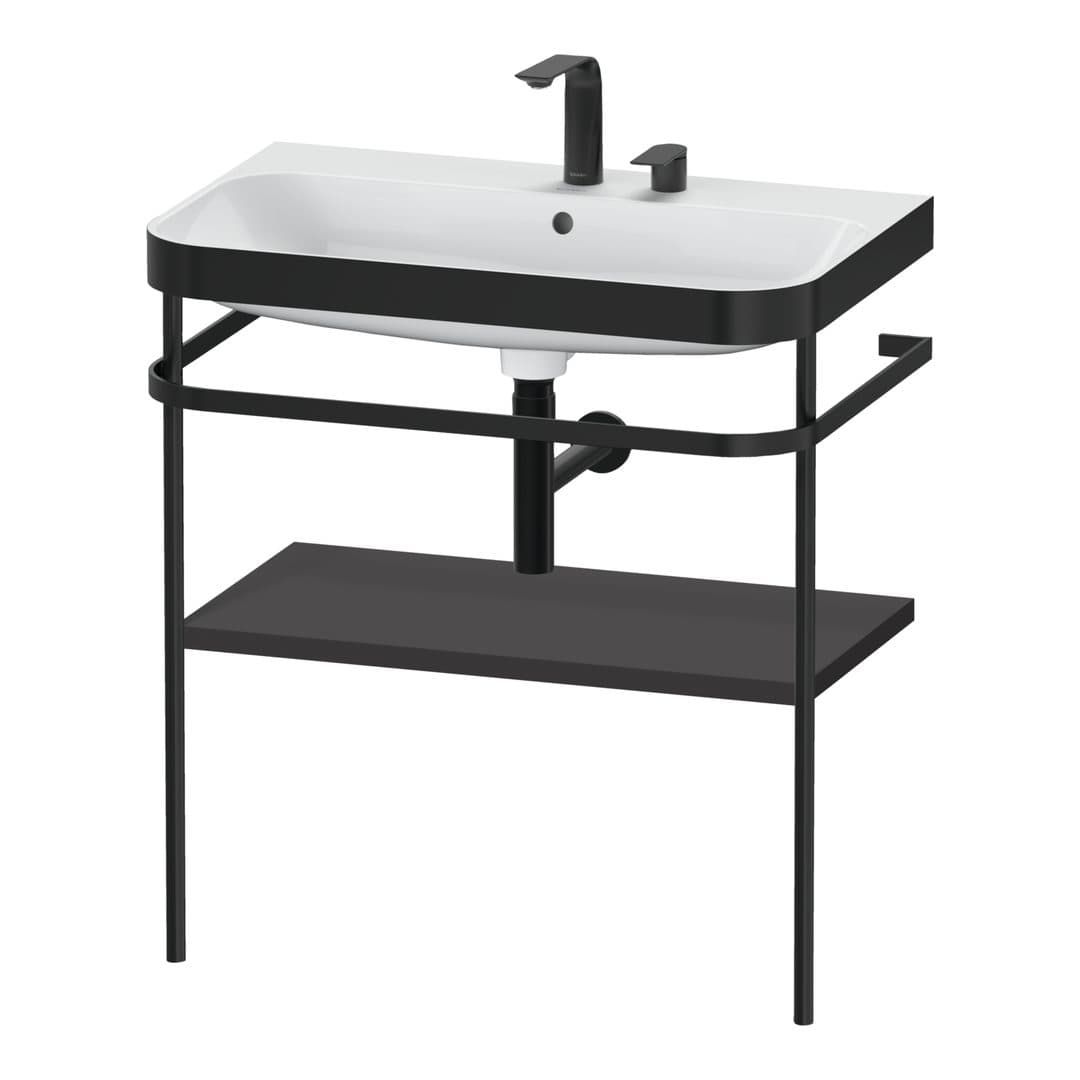 Duravit Happy D.2 – Βάση Νιπτήρα – 775 mm, με νιπτήρα, νιπτήρας κέντρο, σώμα Graphite Super Matt, έκδοση E – Graphite Super Matt, Decor (HP4737E8080)