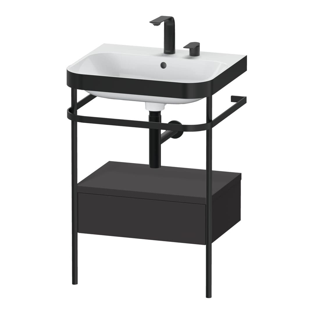 Duravit Happy D.2 – Βάση Νιπτήρα – 575 mm, με νιπτήρα, με συρτάρι, 1 συρτάρι, νιπτήρας κέντρο, έκδοση E, μοντέλο HP4740 – Graphite Super Matt, Decor (HP4740E8080)