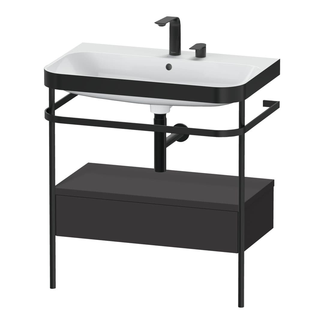 Duravit Happy D.2 – Βάση Νιπτήρα – 775 mm, με νιπτήρα, με συρτάρι, 1 συρτάρι, νιπτήρας κέντρο, έκδοση E, μοντέλο HP4742 – Graphite Super Matt, Decor (HP4742E8080)