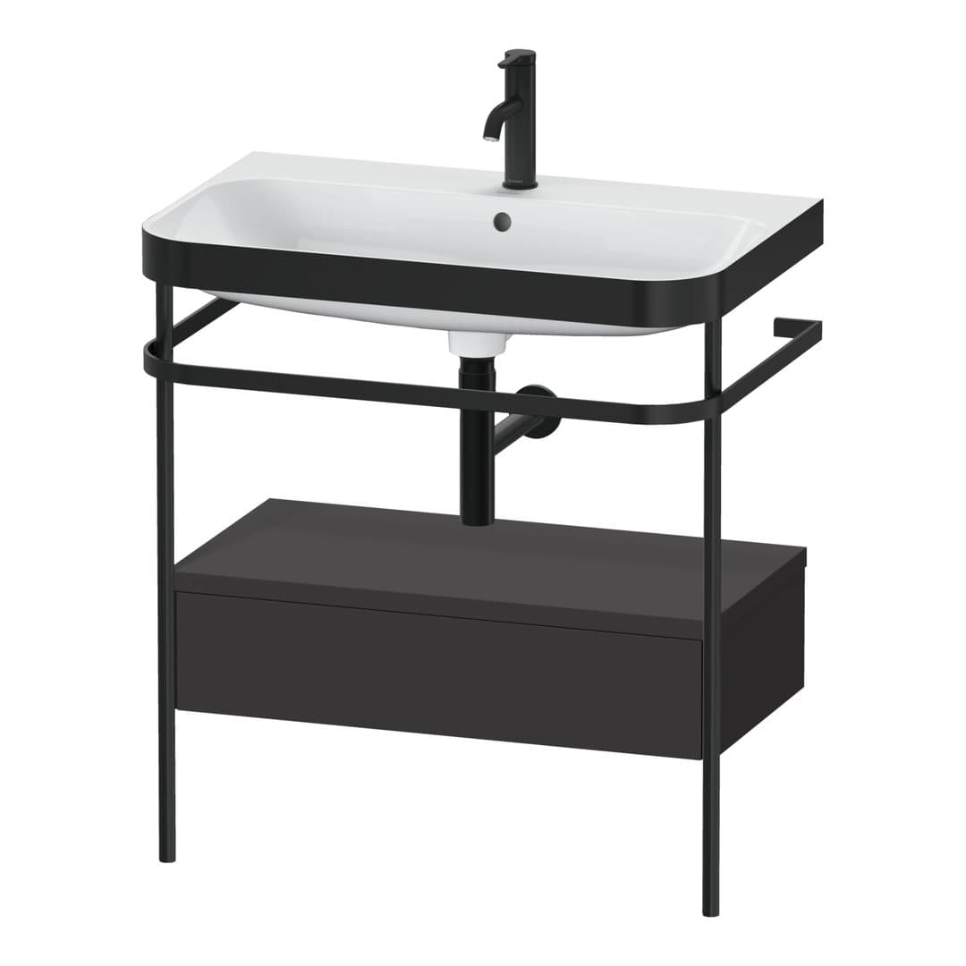 Duravit Happy D.2 – Βάση Νιπτήρα – 775 mm, με νιπτήρα, με συρτάρι, 1 συρτάρι, νιπτήρας κέντρο, έκδοση O, μοντέλο HP4742 – Graphite Super Matt, Decor (HP4742O8080)
